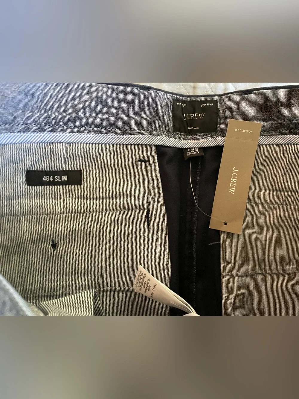 J. CREW 484 Slim-fit stretch chino pant in Navy Size 29/38 NWT $98 AR885
